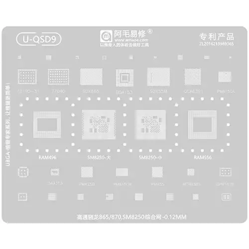 Replacement for AMAOE U-QSD9 BGA REWORK STENCIL - Quality Phone Parts in Sri Lanka